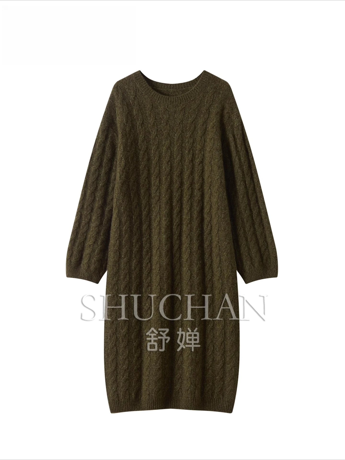 

2025 New Autumn and Winter Loose Cashmere Dress Women's Mulberry Silk Medium and Long Knitted Dresses