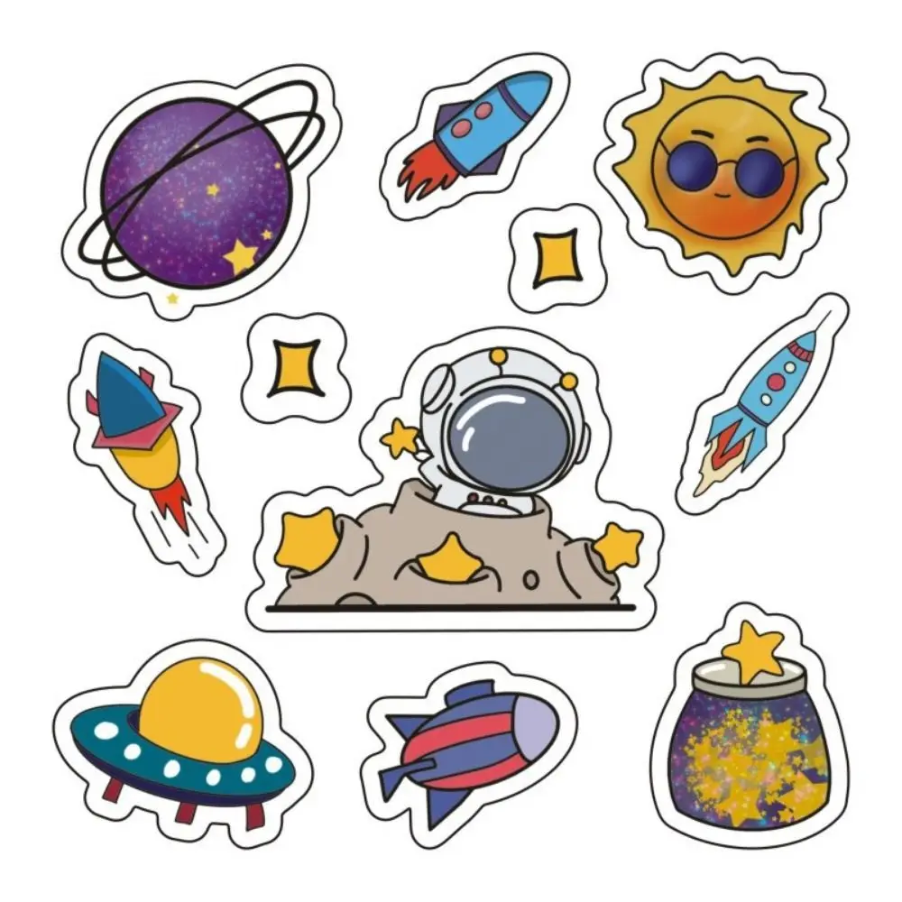 1/10Pcs Cute Cartoon Patterns PVC Stickers Space Astronaut Colorful Notebook Decoration Scrapbook Decor Waterproof