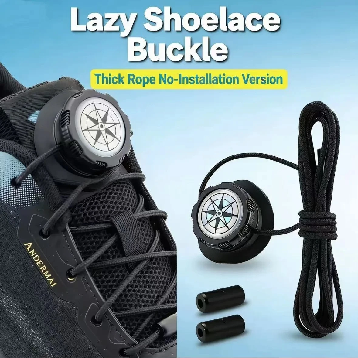 1 Pair Automatic Shoelaces Without Ties Install Simple Swivel Buckle Laces Thick Rope Tennis Sneakers Shoelace Shoe Accessories