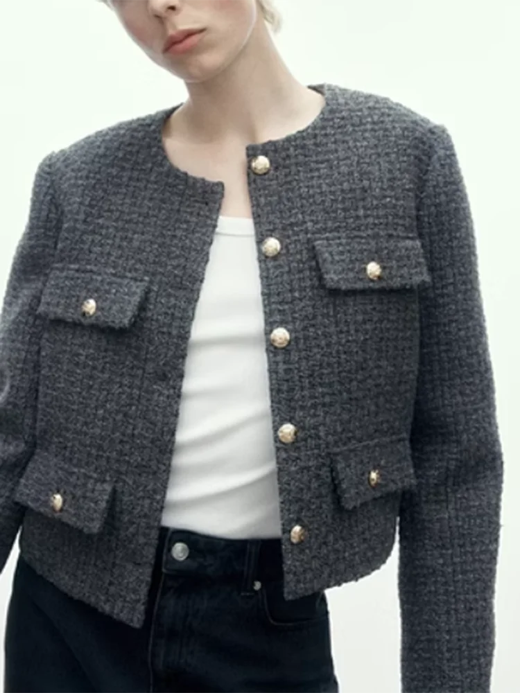 

Faionable Versatile Ele Long Sve ort Jaet Single Button Autumn New Arrival Women's Clothing Street Sle Straigh...