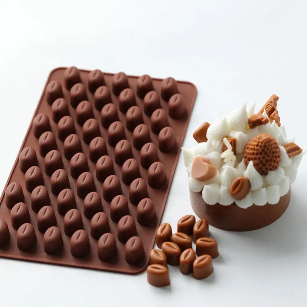 Mini Coffee Beans,Chocolate Mold,55 Cavity,Non-stick Chocolate Sugarcraft Candy Mold,Fondant Cake Baking Pastry Tools