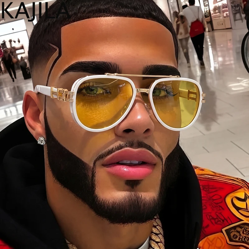 

Steampunk Polarized Oval Pilot Sunglasses Men 2026 Luxury Brand Oversized Metal Frame Sun Glasses For Male Night Vision Eyewear