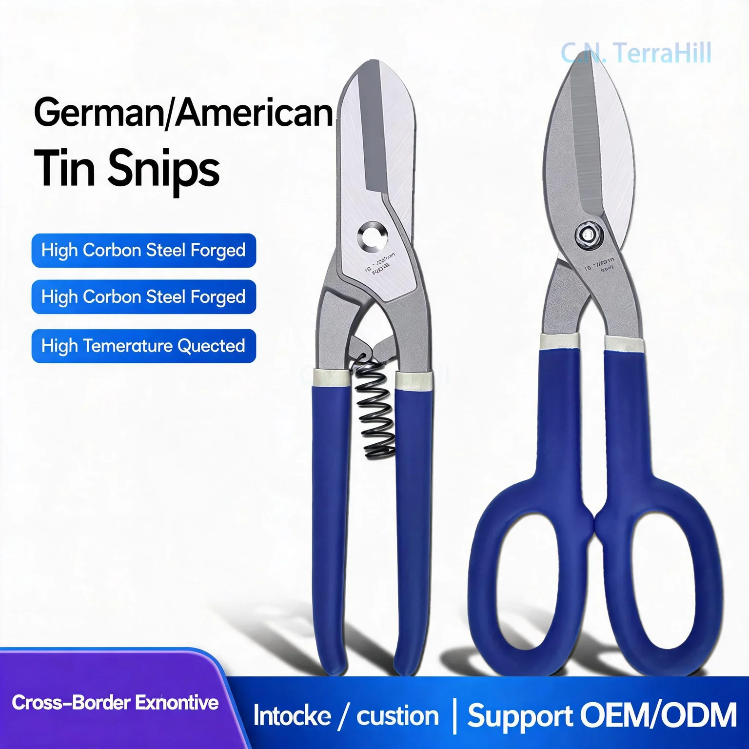 10 Inch Stainless Steel Sheet Metal Snips, German Style Tin Snips, Multipurpose Steel Band Cutter Shears