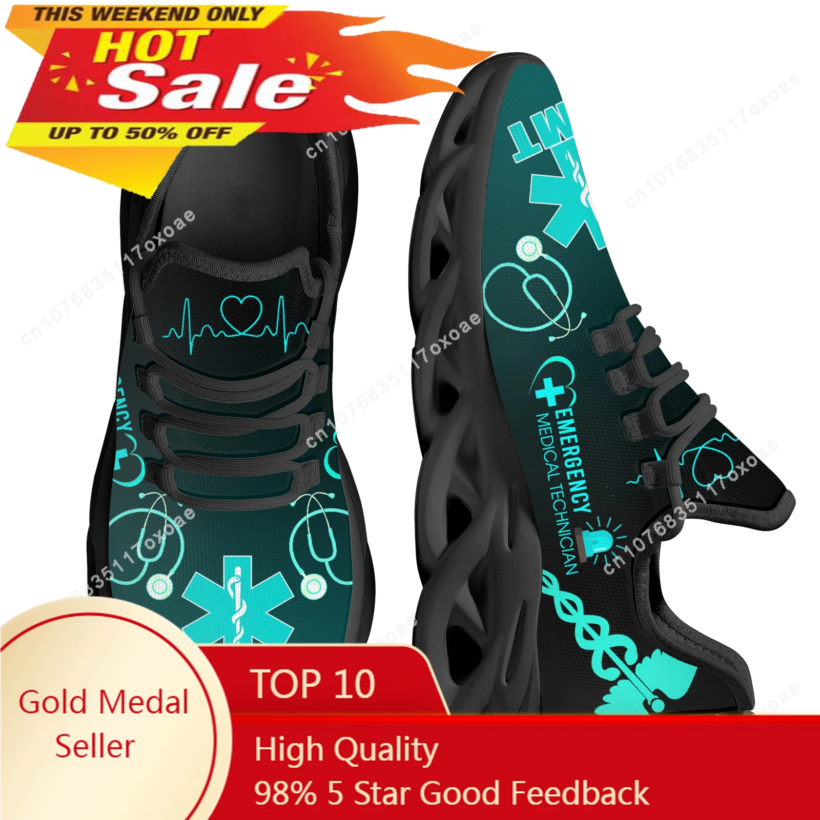 Cute Nurse Cat Pattern Female Shoes Casual Sneakers Brand Design Lace-up Walking Male Medical Student Flats Footwear