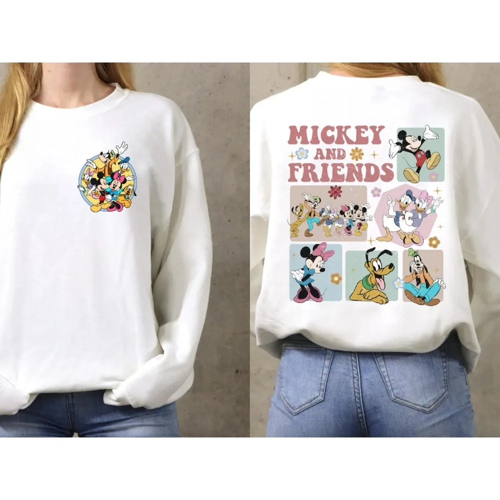 Les sweats Disney Mickey et ses amis sont décontractés et confortables. Sweat-shirts unisexes à col rond pour femmes, automne et hiver