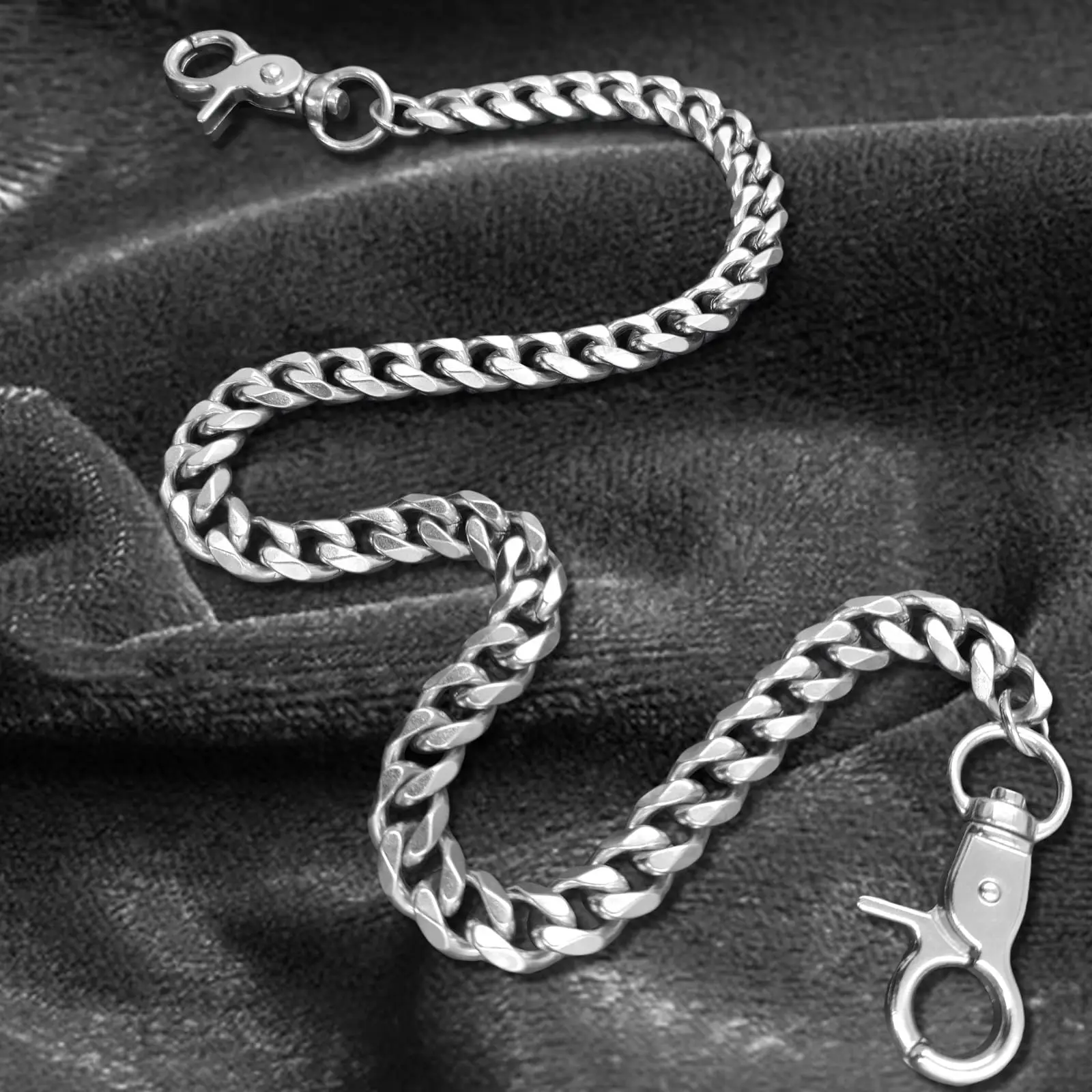 سلسلة من التيتانيوم الصلب سهلة الاستخدام، سلسلة جيب شديدة التحمل، سلسلة سراويل بانك، سلسلة مفاتيح معدنية عصرية لعشاق الموضة