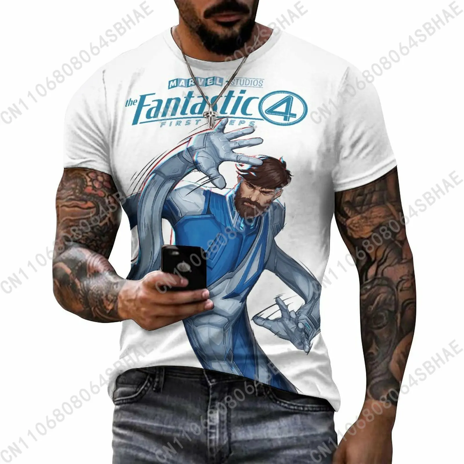 

Marvel Mister Fantastic Custom Pattern Men's Cotton T-Shirt Short Sleeve Tee Men Tops Personalized Tshirt Summer Cosplay