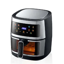 Freidora de aire de gran capacidad de acero inoxidable para el hogar, horno eléctrico Visual sin aceite, multifuncional, negro, blanco y verde, 6L, nuevo