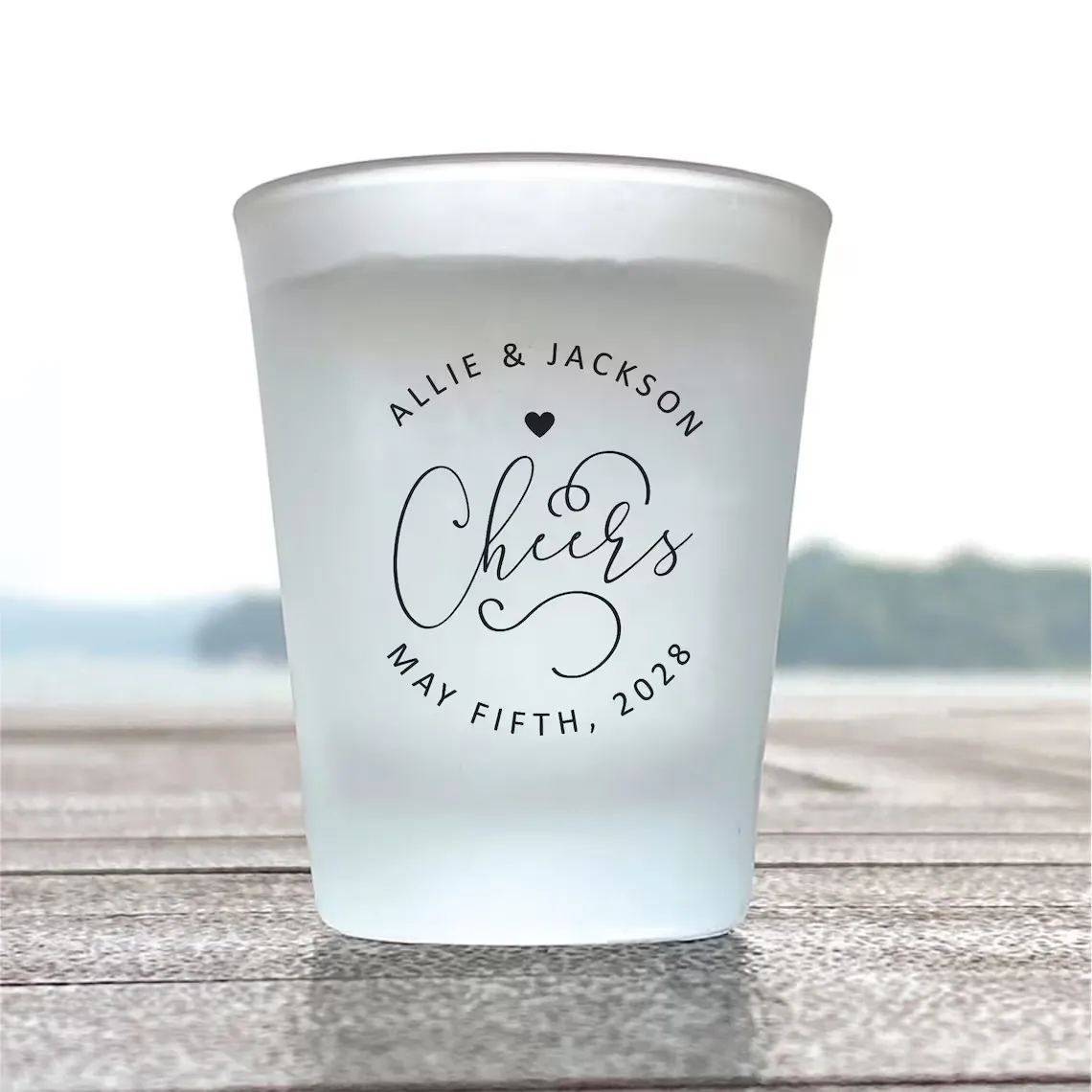 10pcs Personalized Frosted Shot Glass - Cheers Monogram - Unique Shot Glass - Wedding Favors -Gift Ideas - White Froste