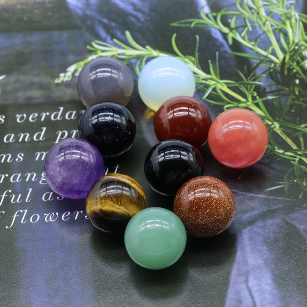5pcs 16mm Natural Stone Gem Amethyst Agate Rose Quartz Non-porous Beads Mineral Specimen Crafts DIY Jewelry Gemstone Ornaments