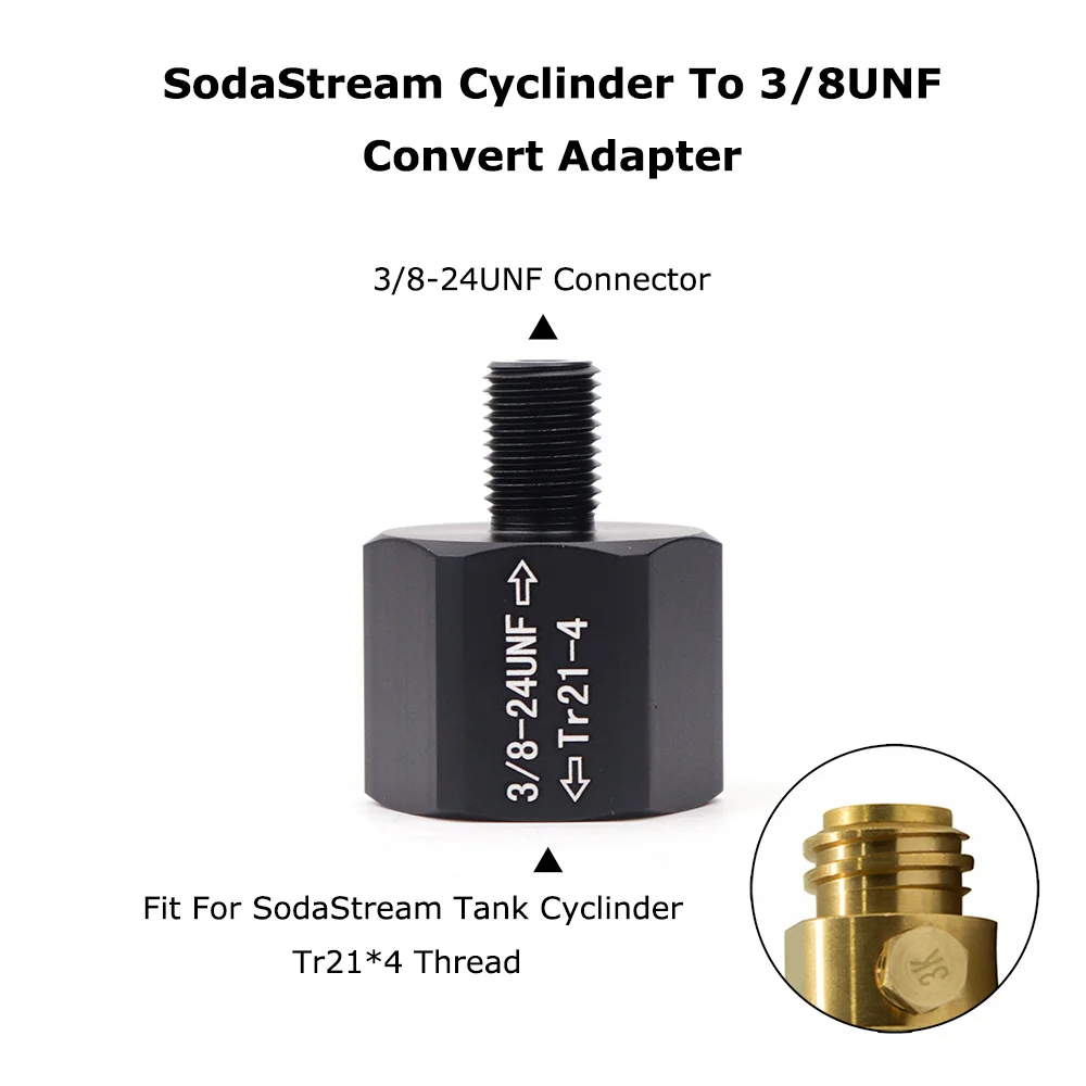 Soda & Stream Cylinder To 3/8-24UNF Convert Adapter For Aquarists Aquarium Fish or Homebrew Beer Keg Co2 Tank Regulators