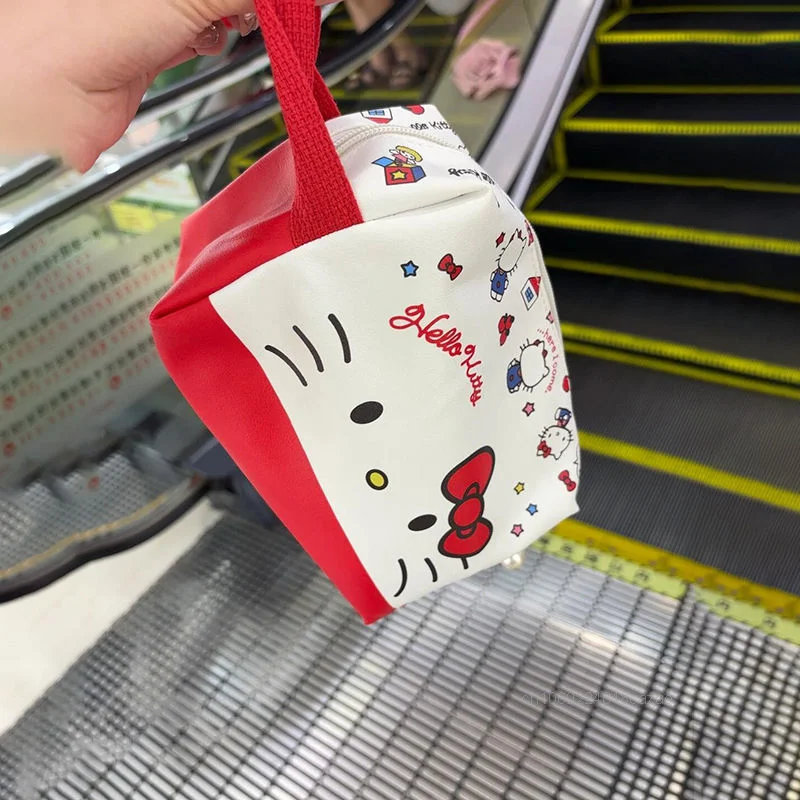 Sanrio Hello Kitty Cute Cartoon Makeup Bag Sweet Soft Y2k Girl Style Travel Handbag Portable Large Capacity Makeup Storage Bag