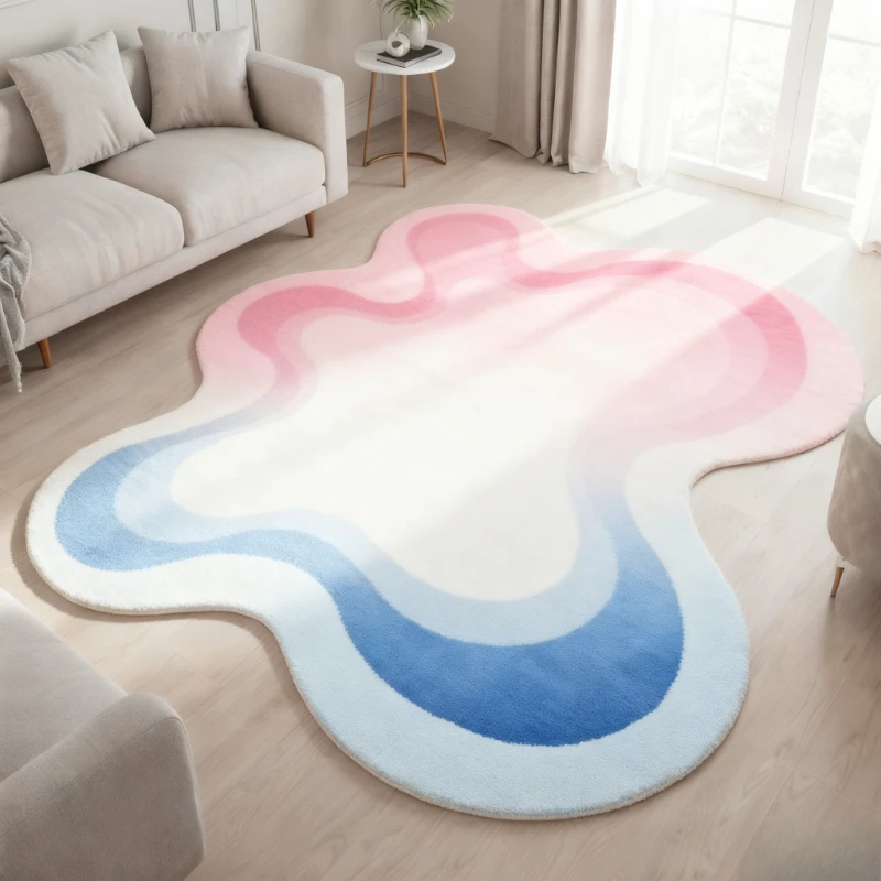 Irregular Shape Living Room Decoration Carpet Thick Plush Rugs for Bedroom Gradient Color Lounge Floor Mat Home Fluffy Soft Rug