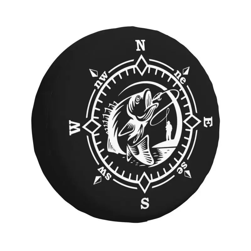 

Custom Fishing Compass Tire Cover 4WD 4x4 SUV Camper Adventure Spare Wheel Protector for Mitsubishi Pajero 14" 15" 16" 17" Inch