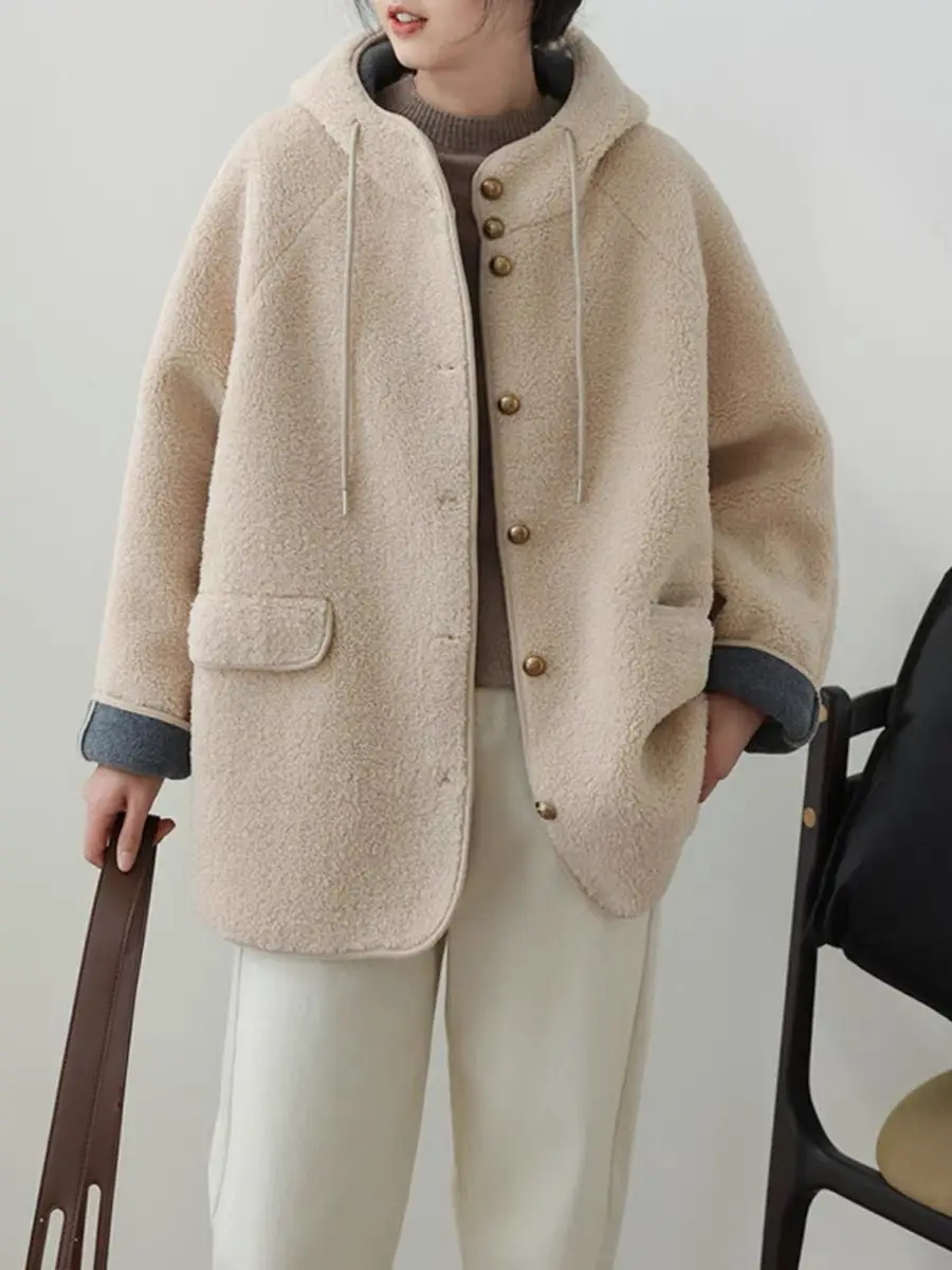 

Lamb Wool Jacket Brown Woman Sun Protective Outdoor Adventure Summer Spring Beach Vacation Holiday Travel Sunny Day Weather Vibe