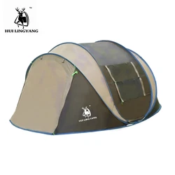 HUI LINGYANG 5-8 People Outdoor Large Camping Tent Windproof Waterproof Automatic Pop-up Tent Family Dampproof Tent with Window