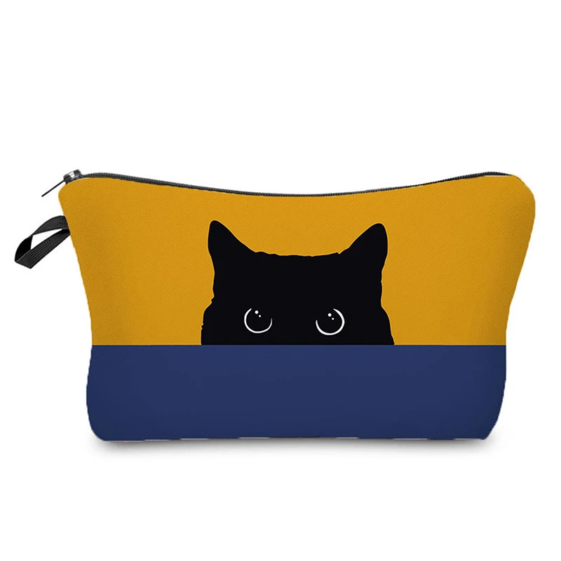 Schattige Zwarte Kat Katten Voetafdrukken Cosmetische Tas Hoesjes Make-Up Tas Dierenpatroon Vrouwen Combinatie Cadeau Organizer Tas Reisschool