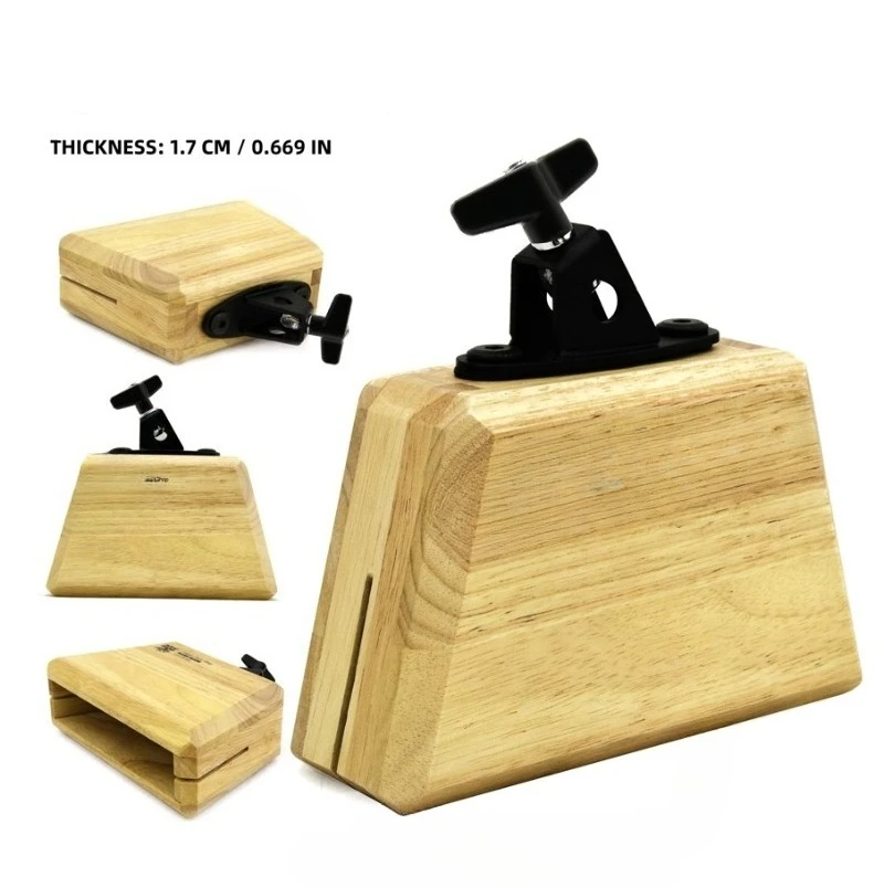 

Wholesale High Quality Wooden Drum Vintage Cowbell Wooden Percussion Rhythm Instrument Cow Tambourine Set