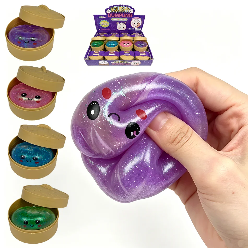 Mini Colorful Simulated Dumpling Squishy with Box Maltose Squishies Dumplings Sensory Squeeze Toy for Stress Relief Random Color