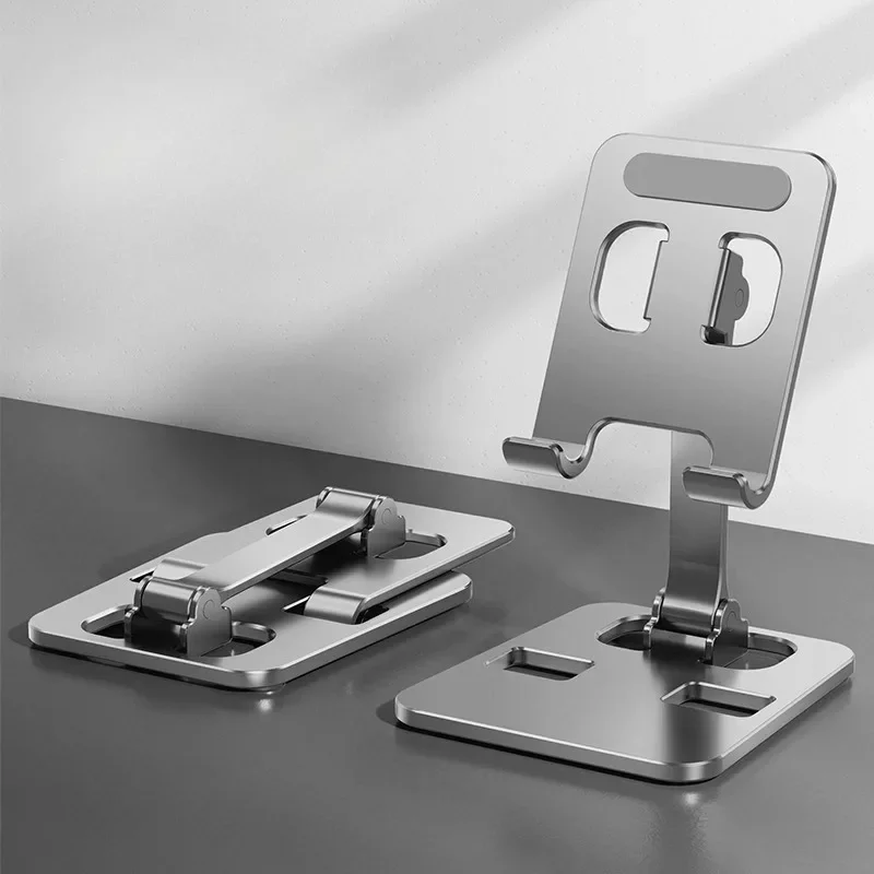 Universal Foldable Adjustable Desktop Lazy Support Stand for Mobile Phone and Tablet Accessories, Metal