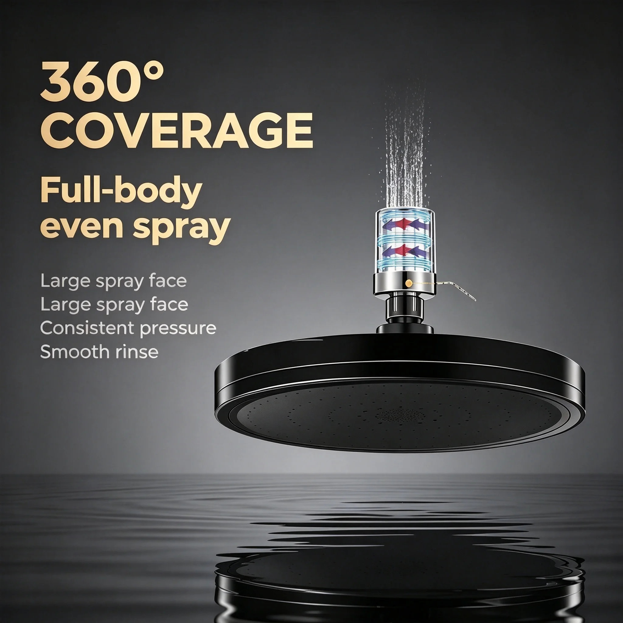 23cm High Pressure Boosting Ceiling Mount Rain Shower Head Full Body Wide Coverage for Luxurious Spa Shower Experience at Home