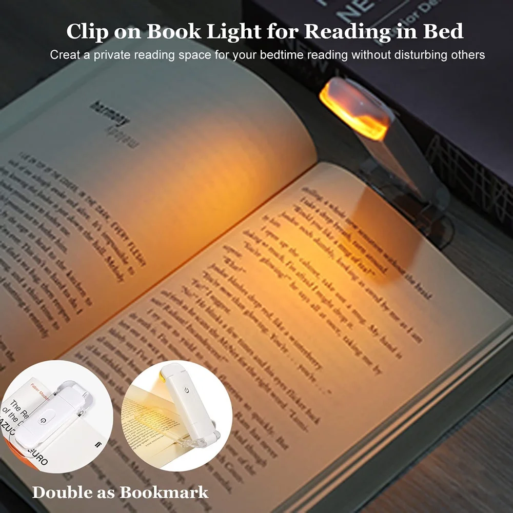 LED USB Rechargeable Book Light Reading Light Eye Protection Night Light Portable Clip Desk Light Bookmark Read Light Night Lamp