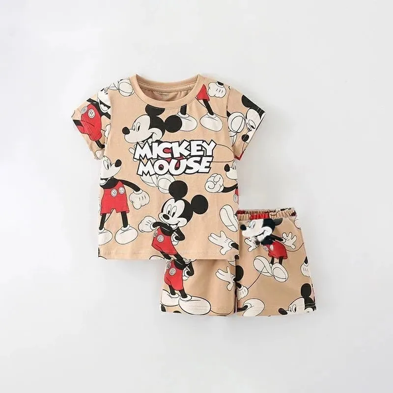 Donald Duck Full Print T-Shirt Shorts 2-delige Set Kids Korte Mouw Outfit Zomerkleding Nieuwe Schattige T-Shirts Cartoon Shorts Voor Baby