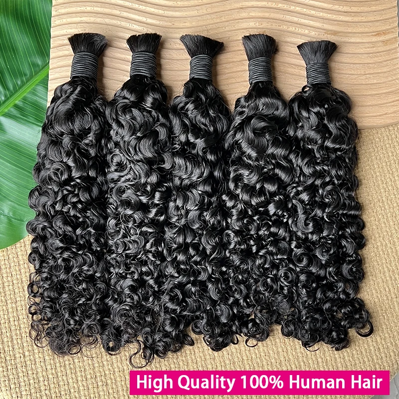 Ruw Bulk Echt haar Voor Vlechten Groothandel Birmese Krullend Boho Vlechten Extensies van echt haar Geen inslag Dubbelgetrokken Krullend haar Bulk