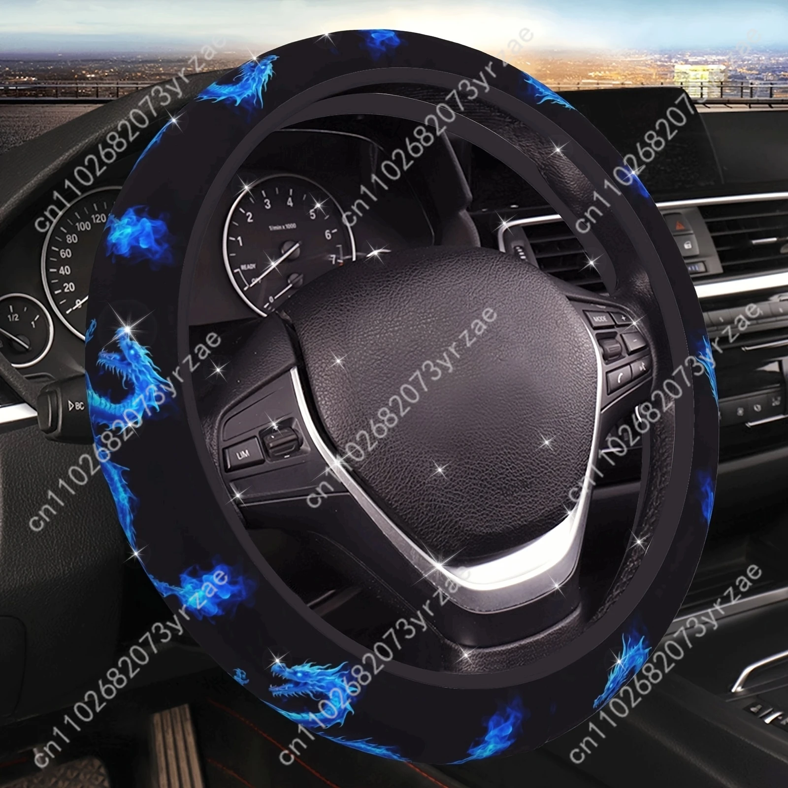 

Dragon Blue Car Steering Wheels Cover Universal Type Environmental Friendly Comfortablenon-slip Breathable Steering Wheel Wrap