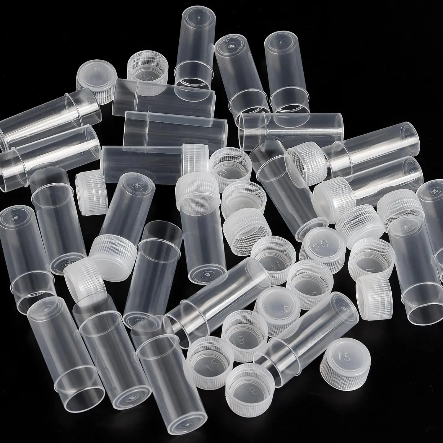 20/100/200Pcs 5ml Plastic Sample Bottle Test Tube Mini Bottles, Leak Proof Cap Vials, Medicine Pill Capsule, Storage Containers