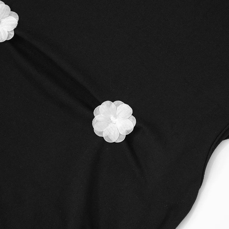 CUTENOVA 2025 Summer New Women'S Small Flowers Decorated With Solid Color Sleeveless High Neck Slim Even Package Dress Ins Wind