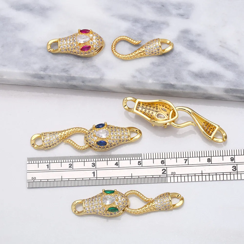OCESRIO Snake Head Clasps Bracelet Connector CZ Copper Gold Plated DIY Handmade Easy Hook Jewelry Making Supplies cnta076