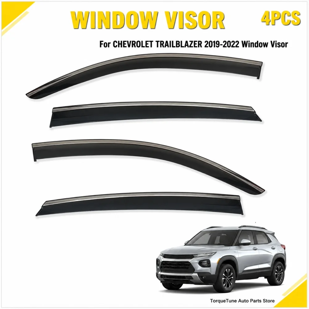 In Channel Injection Molded Window Visor, Direct Fit Side Vent Shield Blocks Sun and Rain for Chevrolet Trailblazer 2019-2022