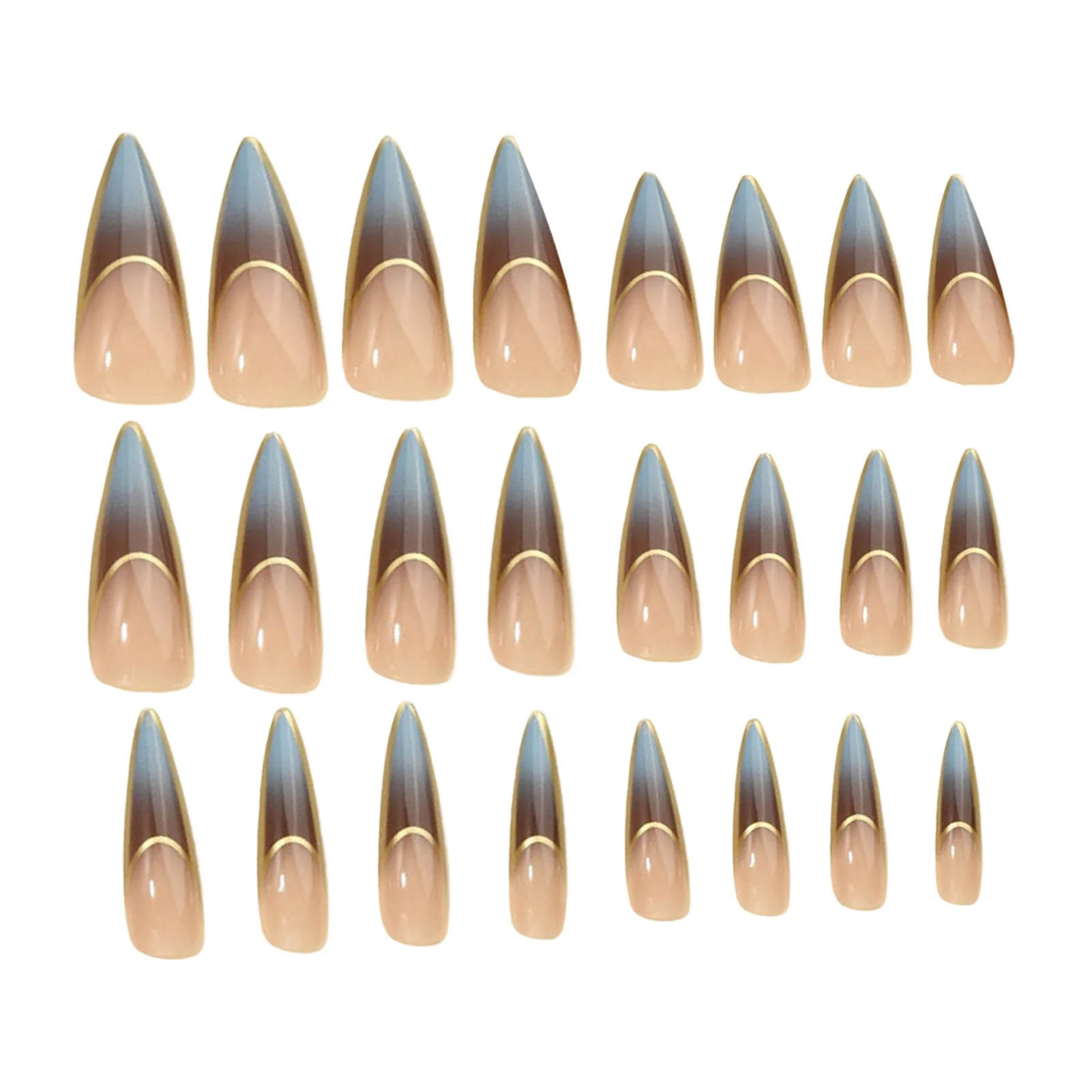 طويل خنجر الأظافر وهمية التدرج الفرنسية الصحافة على الأظافر للفتيات حار سحر مانيكير انفصال عصا على الأظافر كاذبة 24 قطعة