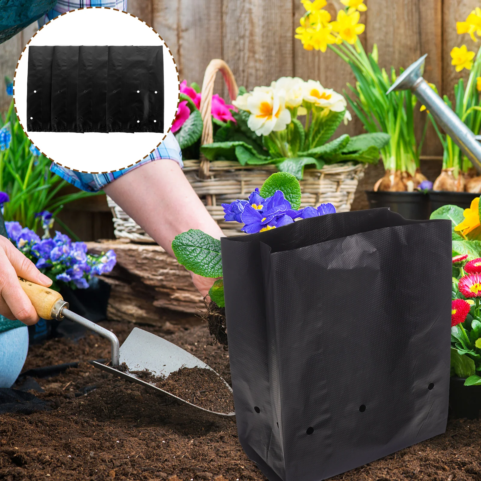 

100 Pcs Nursery Bags Seedling Growth Gardening Planting Containers Plastic PE Bird Proof Fruit Protection Balcony Patio