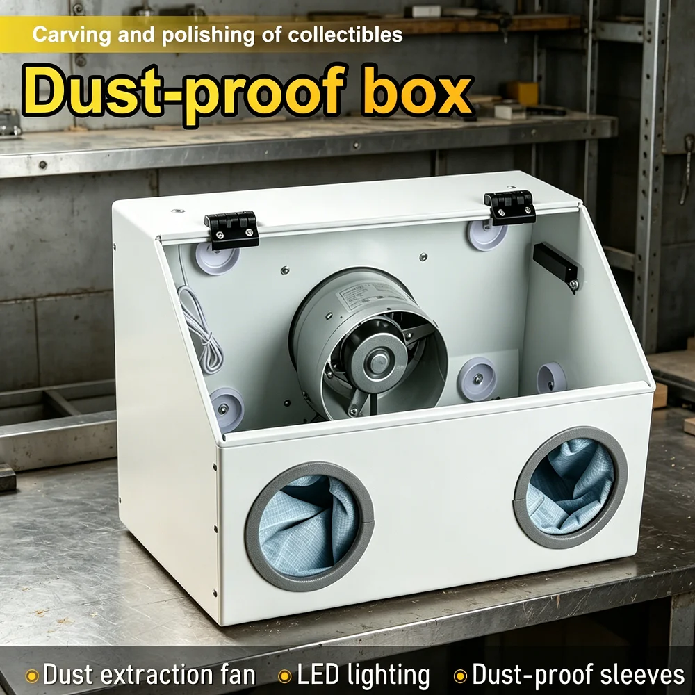 

Grinding Dust Box Industrial Dust Box with Ventilation Fan & LED Light 220V Clear Acrylic Dust Extractor for Workshop