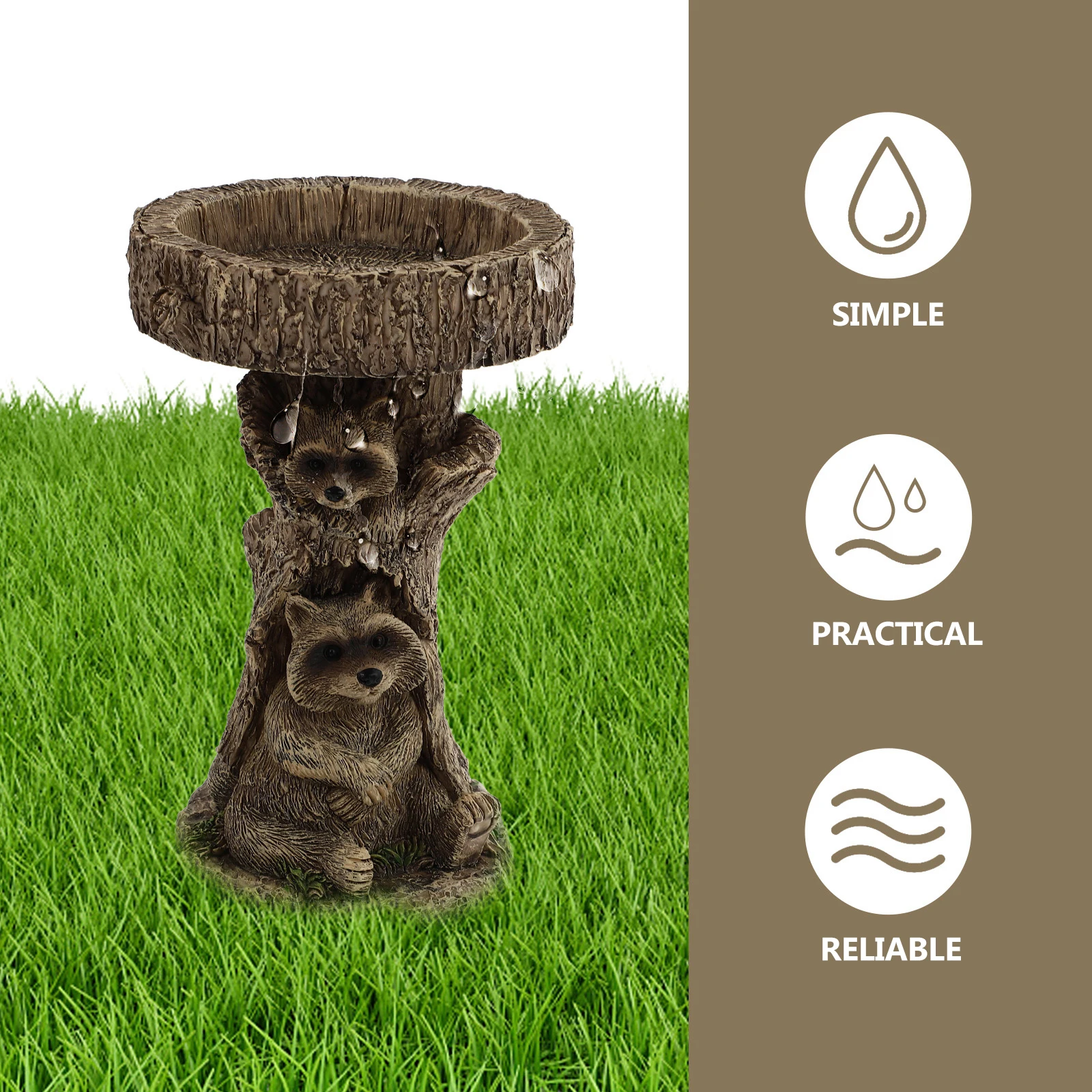 

Resin Raccoon Statue Decorative Artware Bird Water Feeder Garden nament Yard Adornment Outdoor Backyard Accessory Reusable