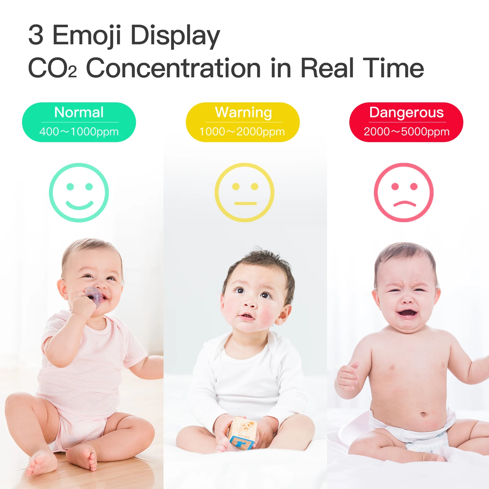 MOES Bluetooth Tuya Smart 3 In 1 CO2 Meter Digital Temperature Humidity Sensor Air Quality Monitor Detector with Alarm Clock