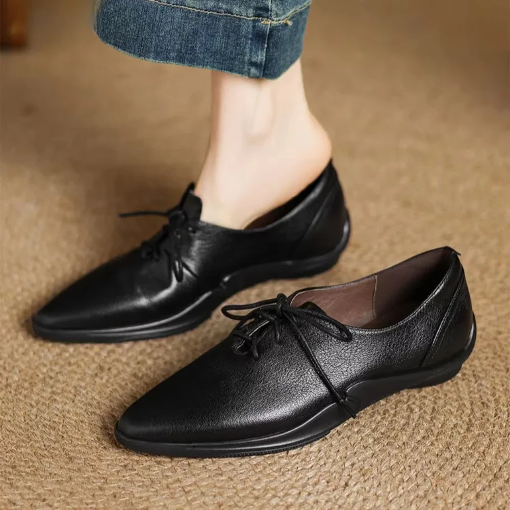 

Sneakers Women Shoes Loafers Lace Up Leather Flat New Spring Casual comfortable Oxford Shoes Mujer Zapatos Chaussure Femme