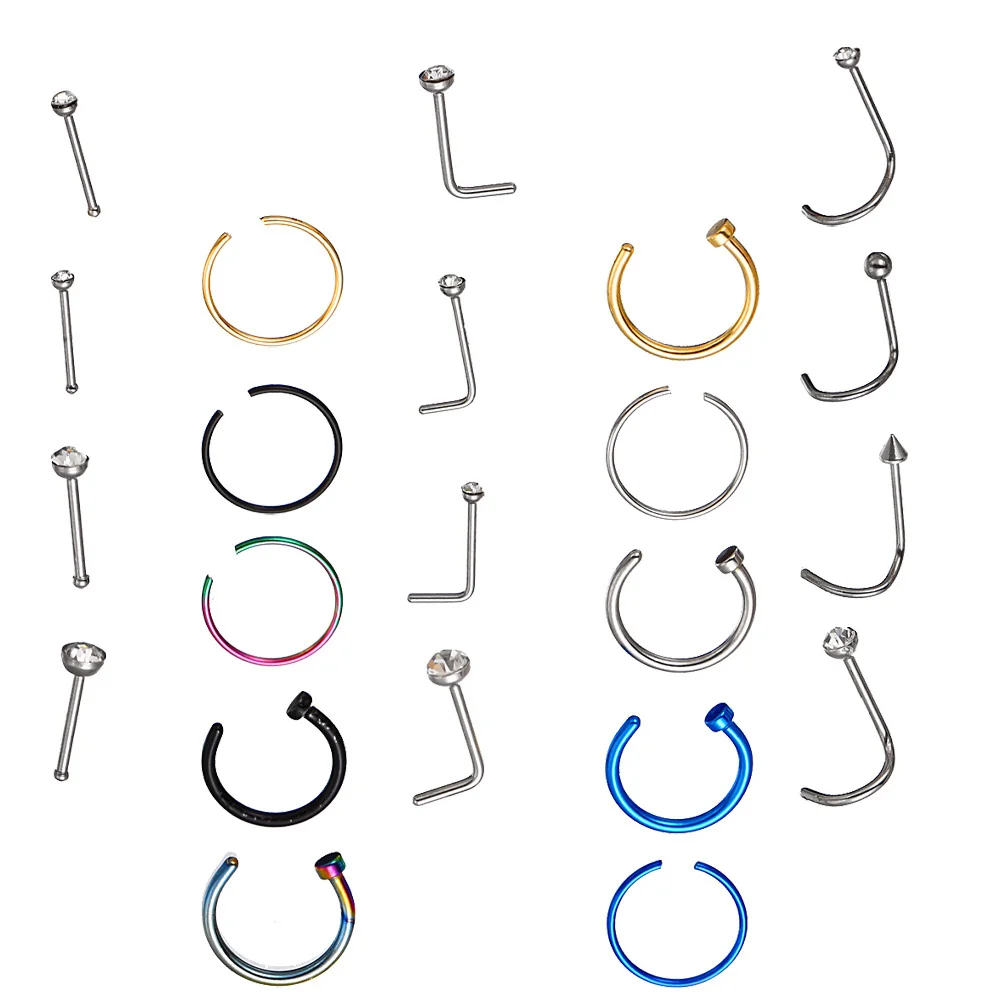 22 قطعة مجموعة خواتم الأنف الفولاذ المقاوم للصدأ موضة هيئة ثقب المجوهرات دائم لا الصدأ للحفلات ديكور الشارع هدية الإبداعية #6