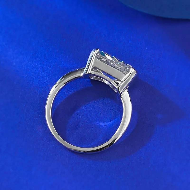 LYCFN 7*11 ملليمتر 4CT سحق الجليد قطع مختبر خلق الياقوت الزركون S925 فضة 18 كيلو مطلية بالذهب النساء خواتم غرامة مجوهرات