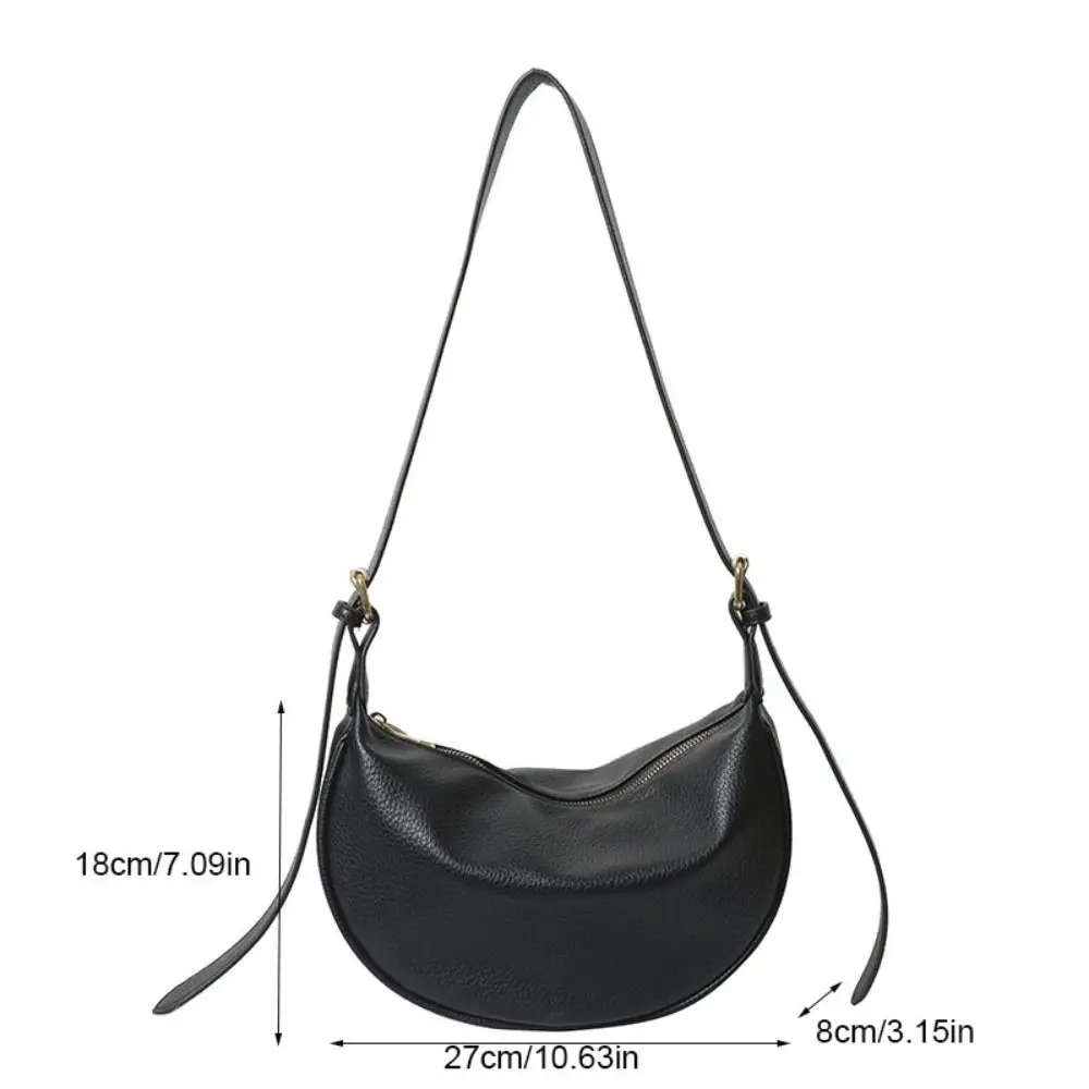 Bolsa Crossbody de couro PU com alça ajustável, bolsa com zíper, cor sólida, axilas, bolinho, estilo coreano, ombro