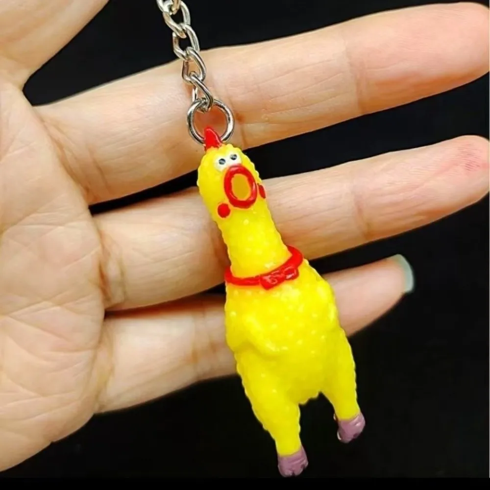 3 pcs Funny Screaming Chicken Keychain Creative Hanging Decor Screaming Hens Pendant Bag Charms Chicken Key Ring Backpack Decor