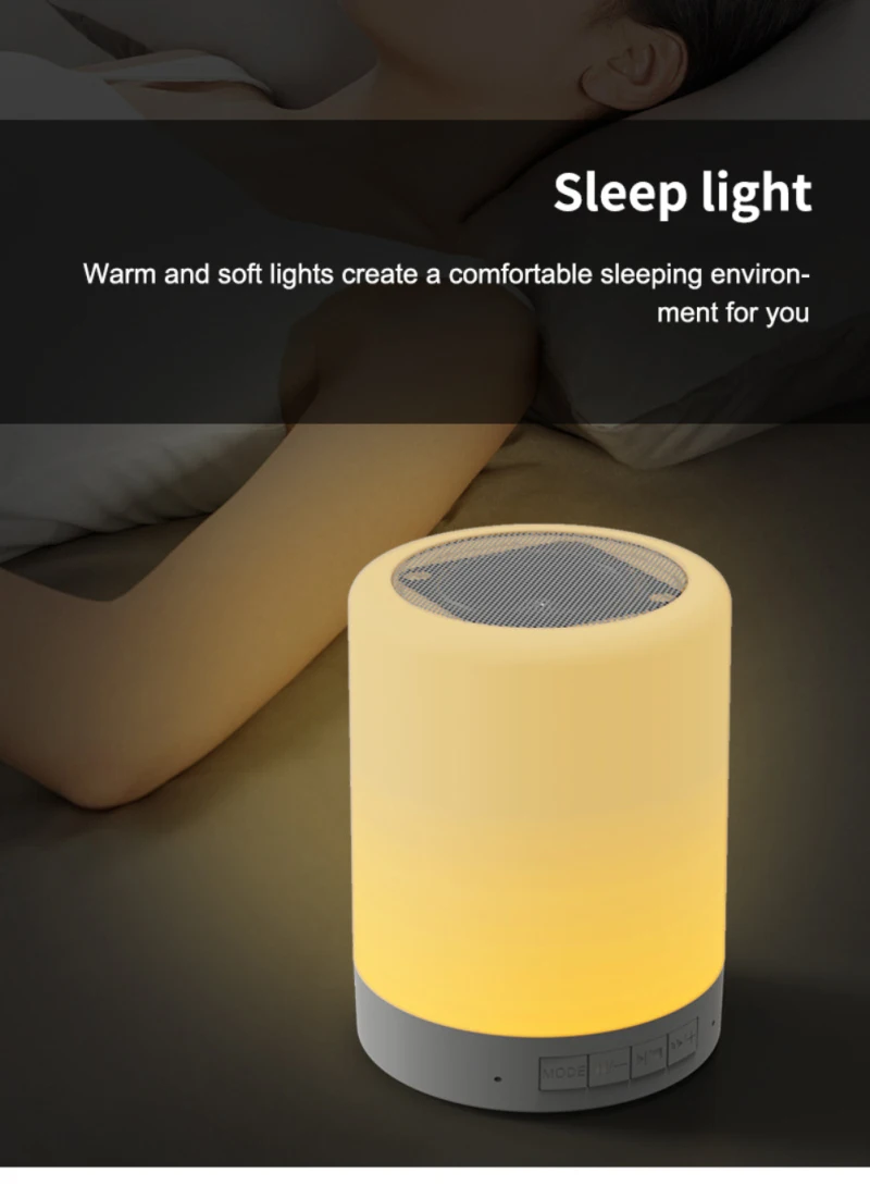 New Bedside Table Lamp Wireless With Speaker Touch Light Colorful LED Night Dimming Atmosphere Table Lamp For Kid Gift