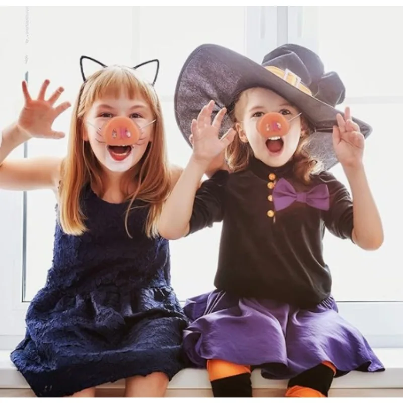 2/4/8 قطع أنوف الخنزير للأطفال الجدة خنزير خطم تأثيري قناع مع شريط مرن للأطفال هالوين حفلة عيد ميلاد لوازم