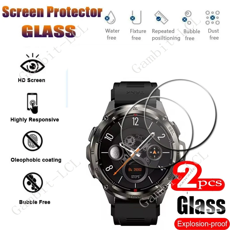 2PCS 9H Tempered Glass Screen Protector For Kospet Tank T3 Ultra 1.43'' Smart Watch TankT3 TankT3Ultra SmartWatch Cover Film