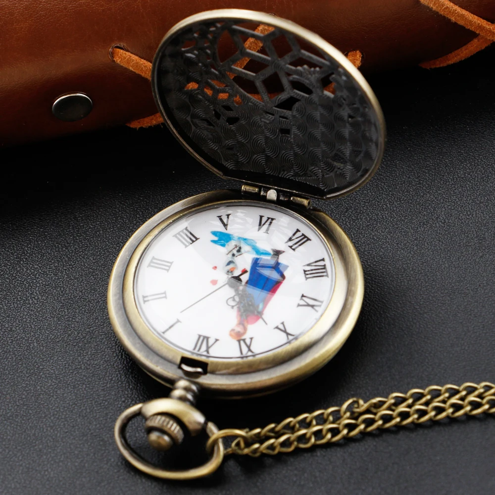 Montre de poche à quartz évidée avec pendentif collier, horloge bijoux, dessin animé mignon, conte de nickel é, princesse bonhomme de neige, rétro