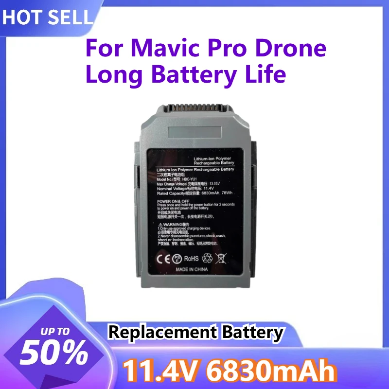 

Replacement Drone Battery 11.4V 6830mAh for Mavic Pro Drone Long Battery Life 100% New High Capacity High Quality