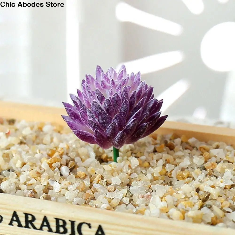 

2pcs DIY Artificial Succulent Plants Realistic Handmade Fake Succulent Flocking Plants Cute Mini Simulated Floral Plants