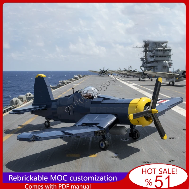 

649 шт. MOC WWII Vought F4U Corsair Модель истребителя в сборе DIY Обучающие творческие игрушки для детей Сюрприз Рождественские подарки